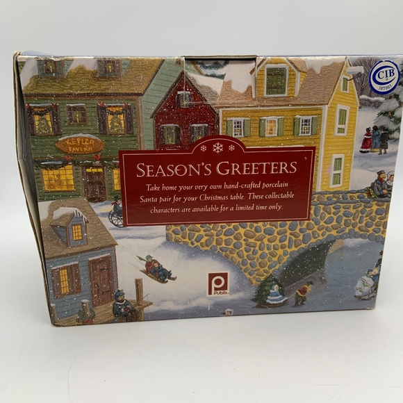 Publix Season's Greeters Ceramic Santa Christmas Salt & Pepper Shakers - Picture 7 of 11